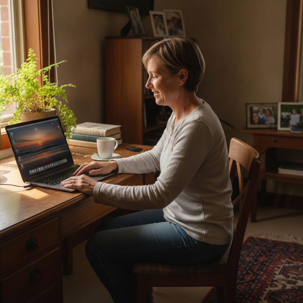Professional computer clean-out in Ethelton (5015) — a happy South Australia resident at home with a spotless, fast, quiet machine
