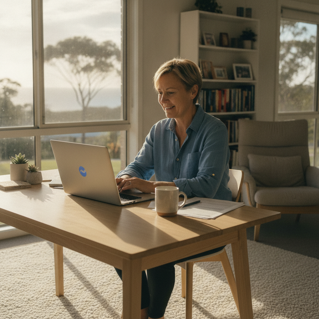 Professional computer clean-out in Eurobodalla (2545) — a happy New South Wales resident at home with a spotless, fast, quiet machine