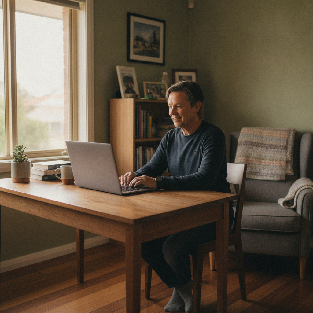 Professional computer clean-out in Evanston South (5116) — a happy South Australia resident at home with a spotless, fast, quiet machine