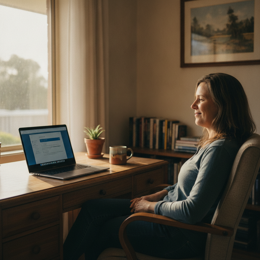 Professional computer clean-out in Exeter (5019) — a happy South Australia resident at home with a spotless, fast, quiet machine