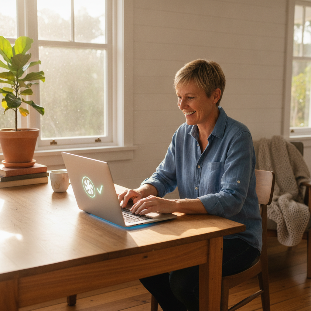 Professional computer clean-out in Far Meadow (2535) — a happy New South Wales resident at home with a spotless, fast, quiet machine
