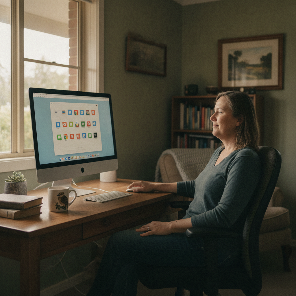 Computer cleaning in Faulkland (2422) — a local resident at home with a clean, fast, dust-free computer running cool and quiet