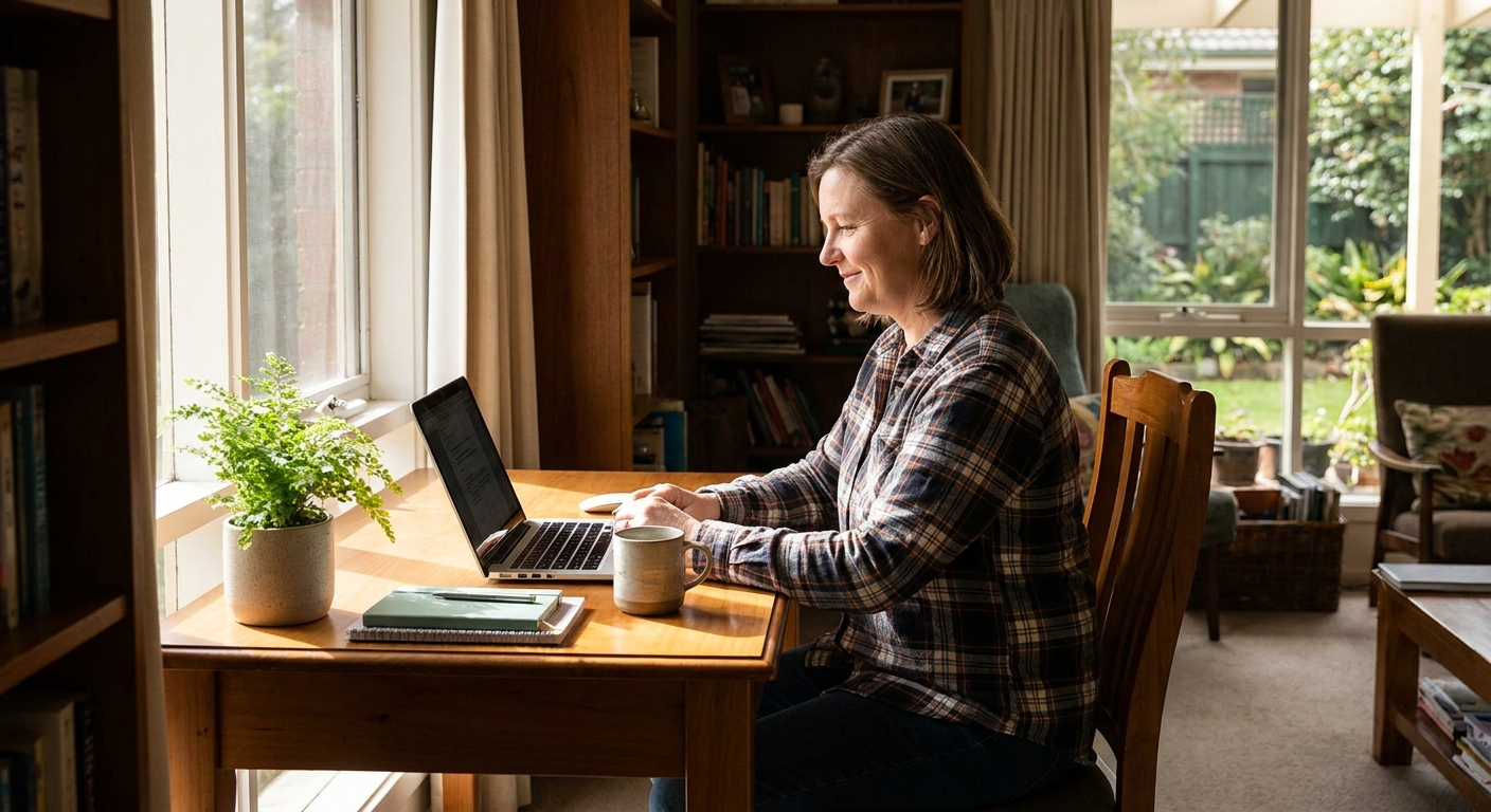 Computer cleaning in Ferntree Gully (3156) — a local resident at home with a clean, fast, dust-free computer running cool and quiet