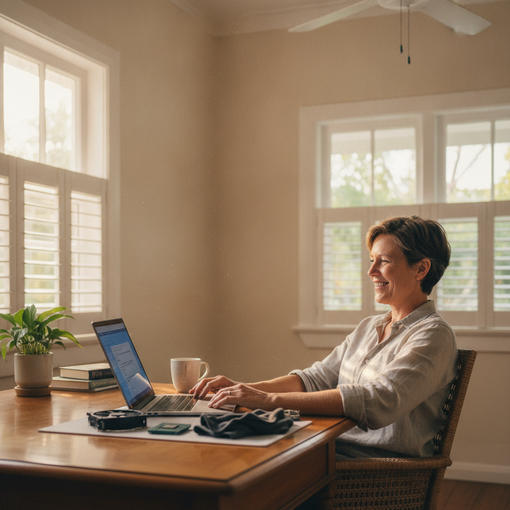 Computer cleaning in Fig Tree Pocket (4069) — a local resident at home with a clean, fast, dust-free computer running cool and quiet