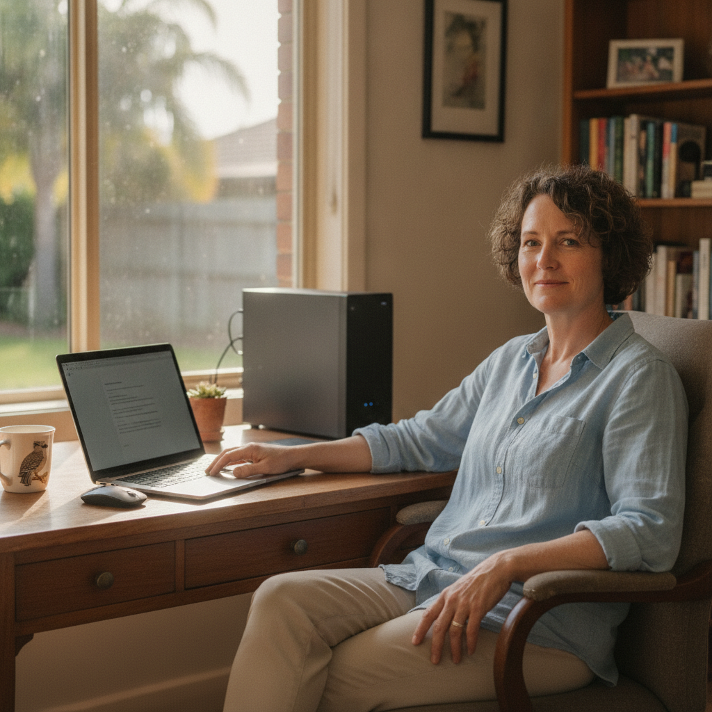 Professional computer clean-out in Five Dock (2046) — a happy New South Wales resident at home with a spotless, fast, quiet machine