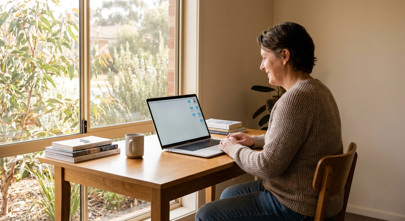 Professional computer clean-out in Florey (2615) — a happy the ACT resident at home with a spotless, fast, quiet machine