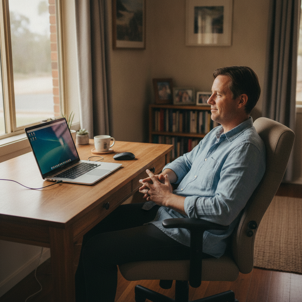 Professional computer clean-out in Forbes Creek (2621) — a happy New South Wales resident at home with a spotless, fast, quiet machine