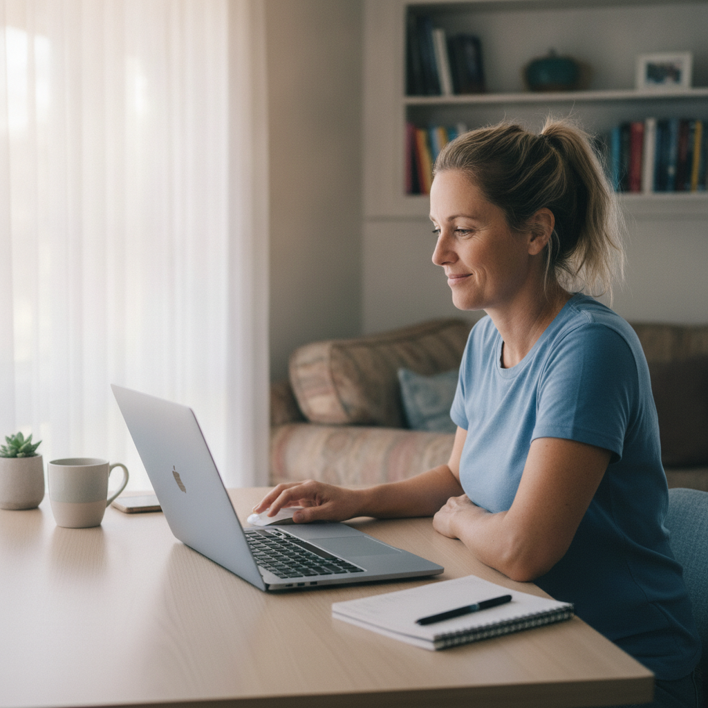 Professional computer clean-out in Forrest Beach (6271) — a happy Western Australia resident at home with a spotless, fast, quiet machine