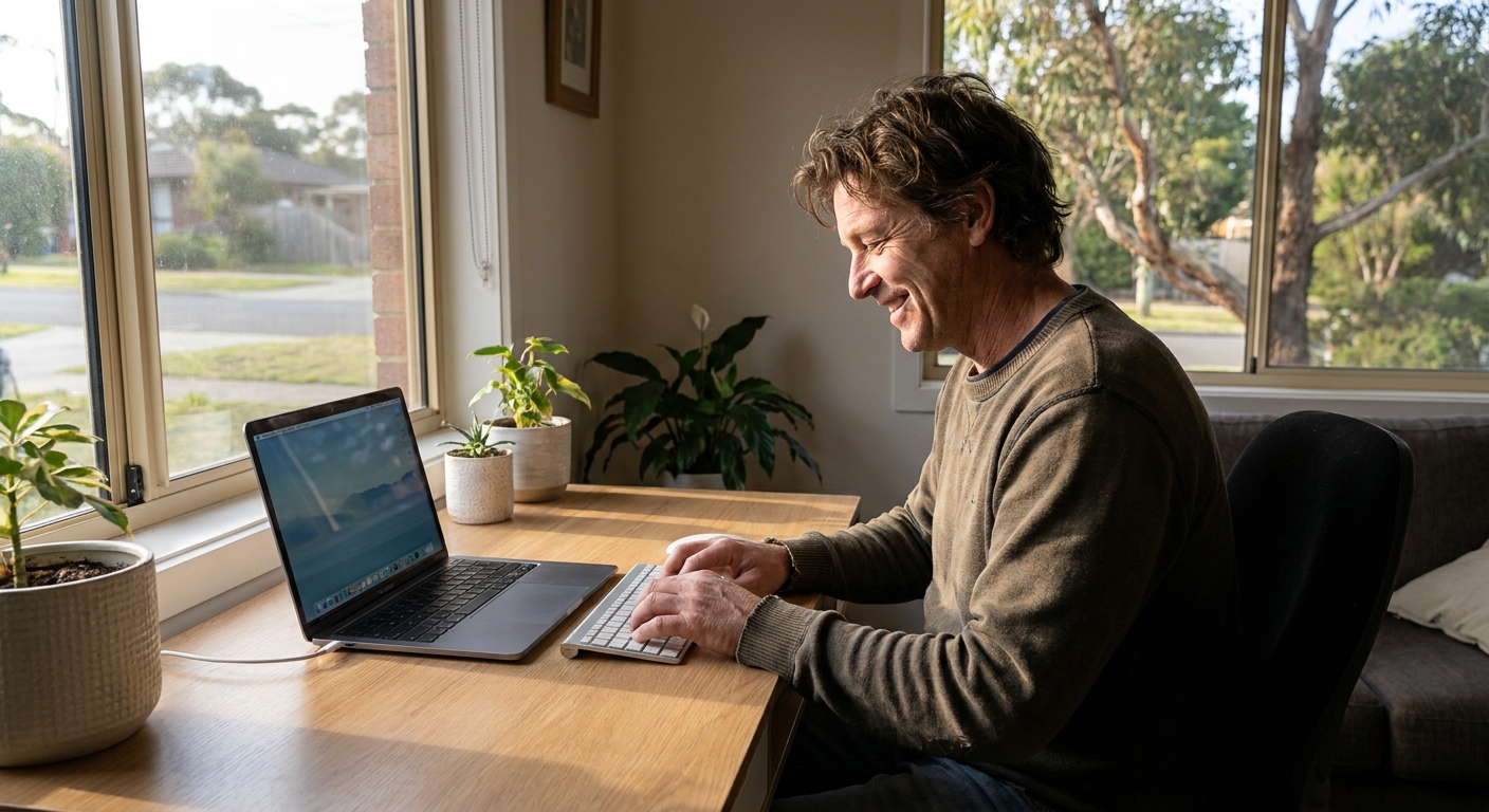 Computer cleaning in Frankston (3199) — a local resident at home with a clean, fast, dust-free computer running cool and quiet