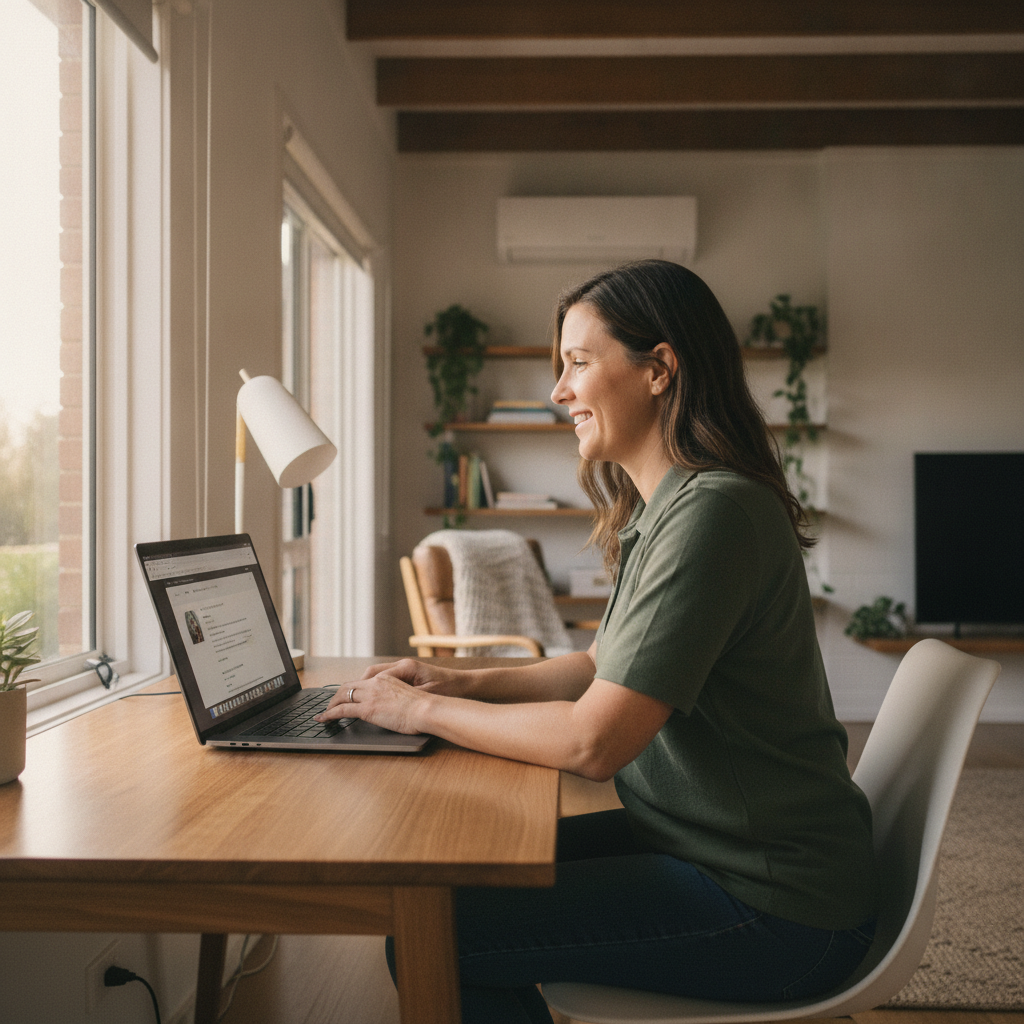 Computer cleaning in Frederickton (2440) — a local resident at home with a clean, fast, dust-free computer running cool and quiet