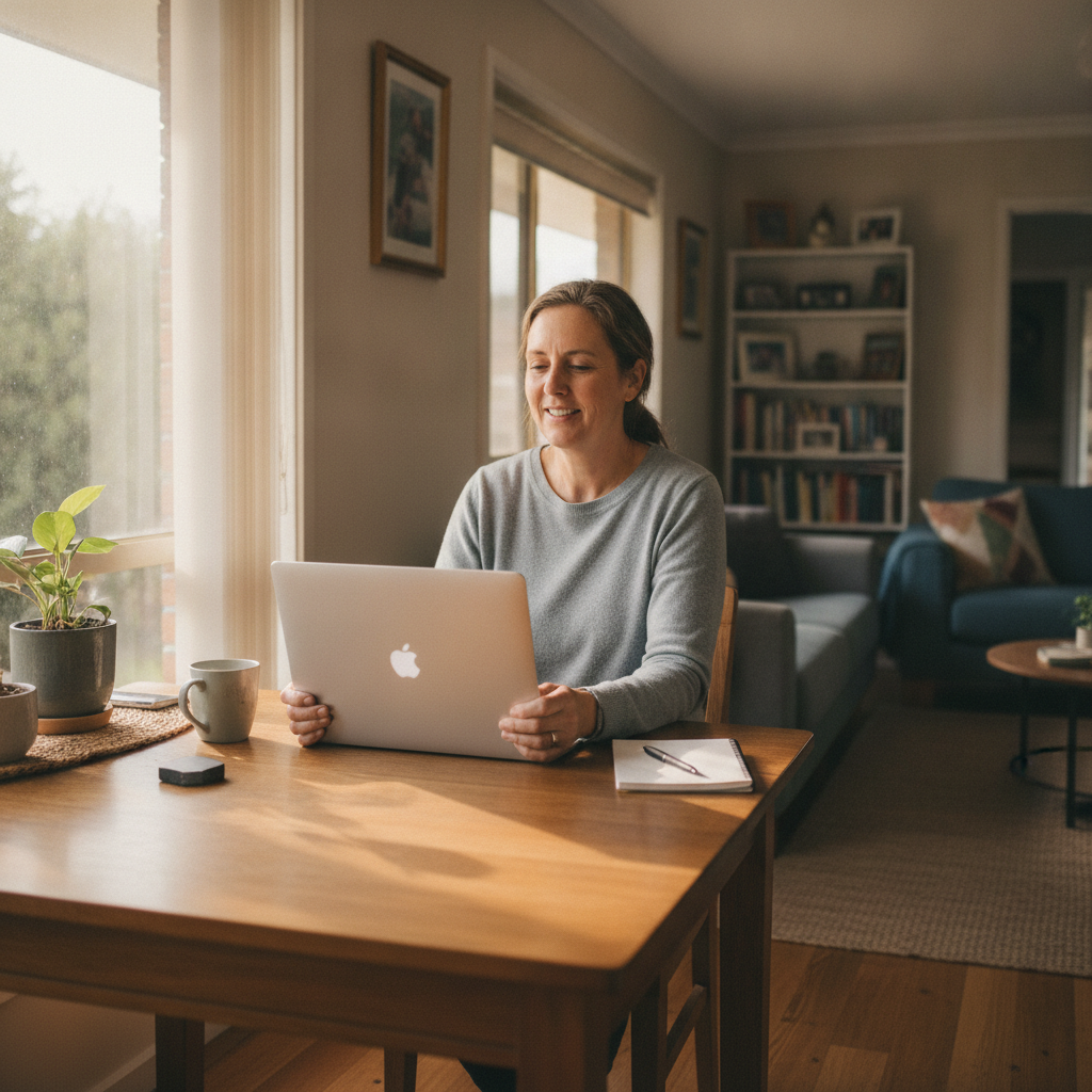 Professional computer clean-out in Gadara (2720) — a happy New South Wales resident at home with a spotless, fast, quiet machine