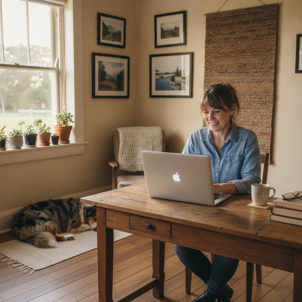 Professional computer clean-out in Garra (2866) — a happy New South Wales resident at home with a spotless, fast, quiet machine