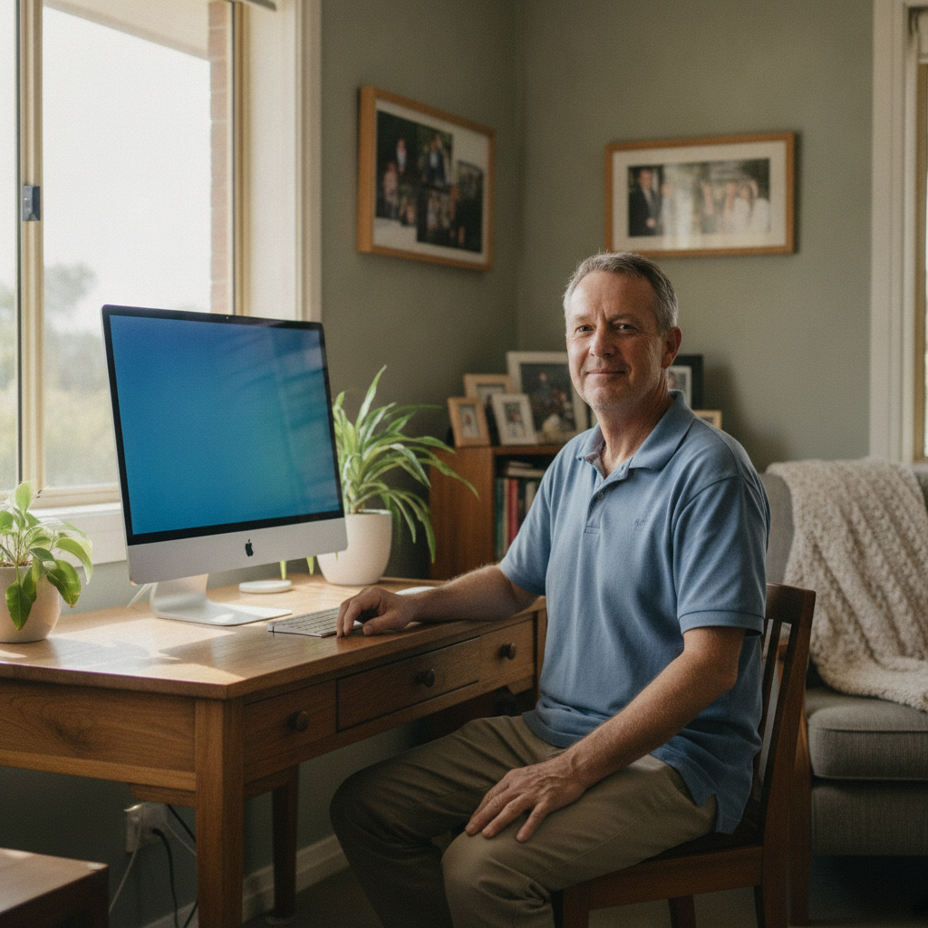 Computer cleaning in Geelong (3220) — a local resident at home with a clean, fast, dust-free computer running cool and quiet
