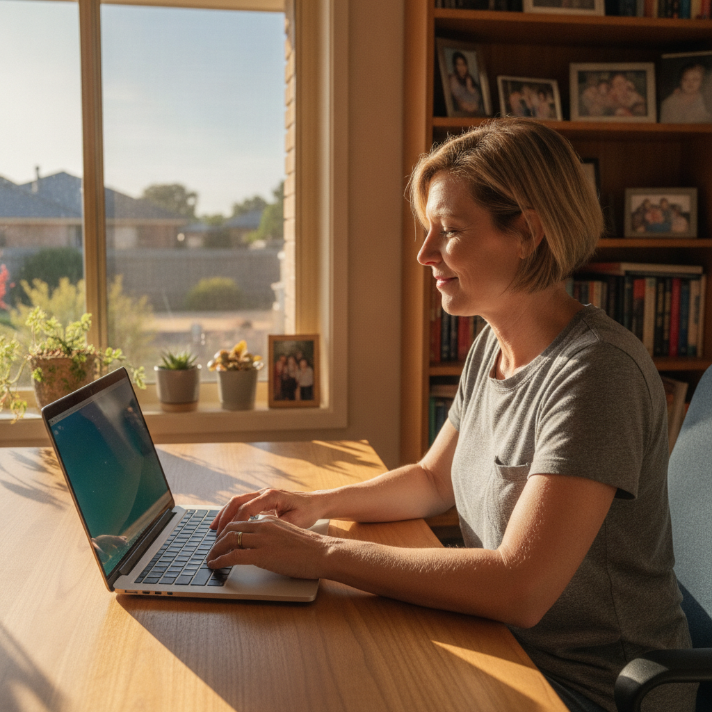 Professional computer clean-out in Gepps Cross (5094) — a happy South Australia resident at home with a spotless, fast, quiet machine