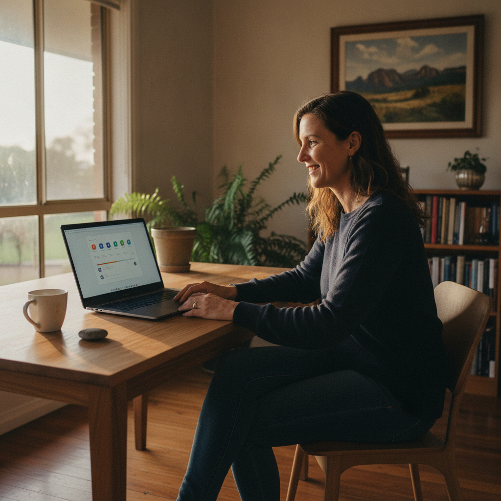 Professional computer clean-out in Gilgandra (2827) — a happy New South Wales resident at home with a spotless, fast, quiet machine