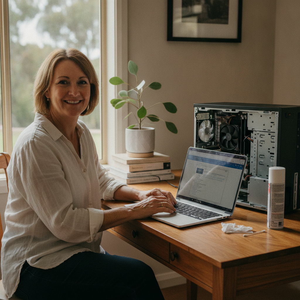 Laptop and desktop cleaning in Girralong (2449) — an at-home owner pleased their computer runs cool and quiet again