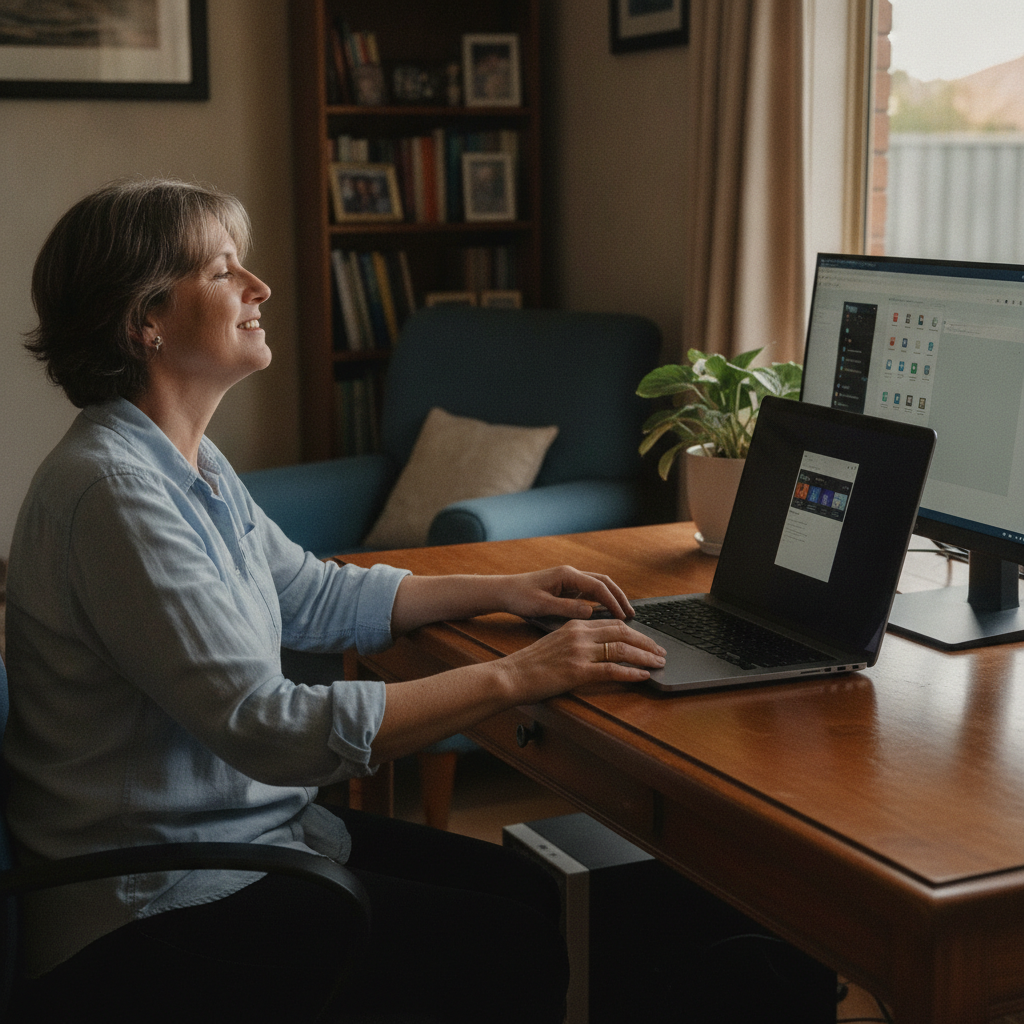 Computer cleaning in Glanmire (2795) — a local resident at home with a clean, fast, dust-free computer running cool and quiet
