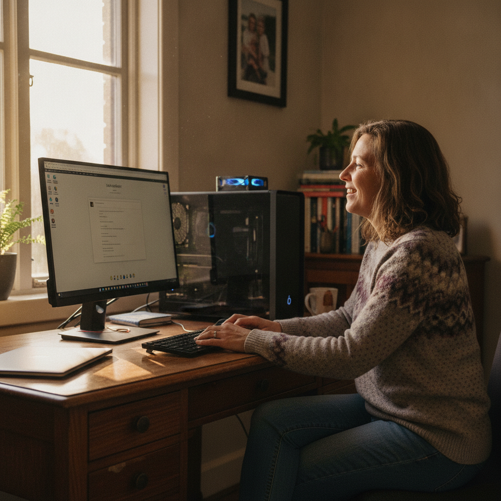 Computer cleaning in Glebe (7000) — a local resident at home with a clean, fast, dust-free computer running cool and quiet