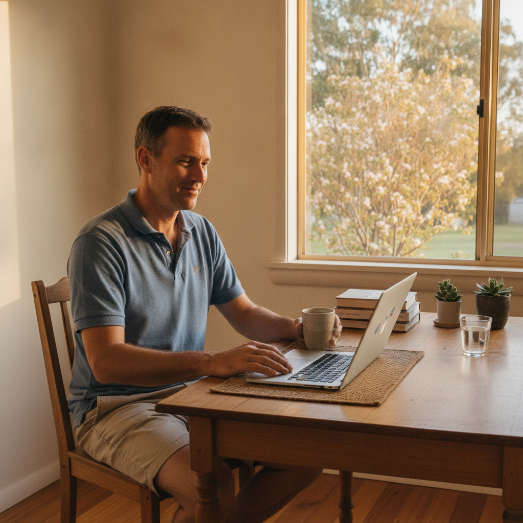 Professional computer clean-out in Glen Allen (2631) — a happy New South Wales resident at home with a spotless, fast, quiet machine