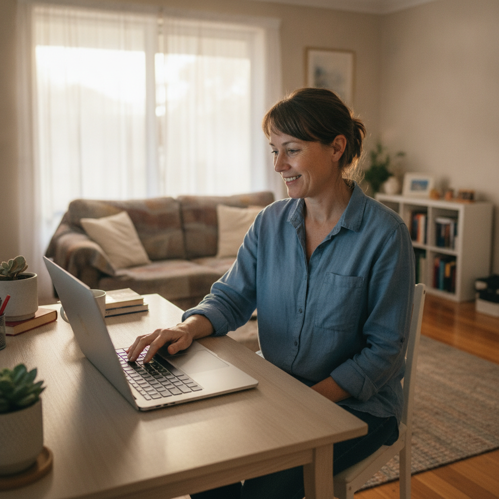 Professional computer clean-out in Glen Iris (6230) — a happy Western Australia resident at home with a spotless, fast, quiet machine