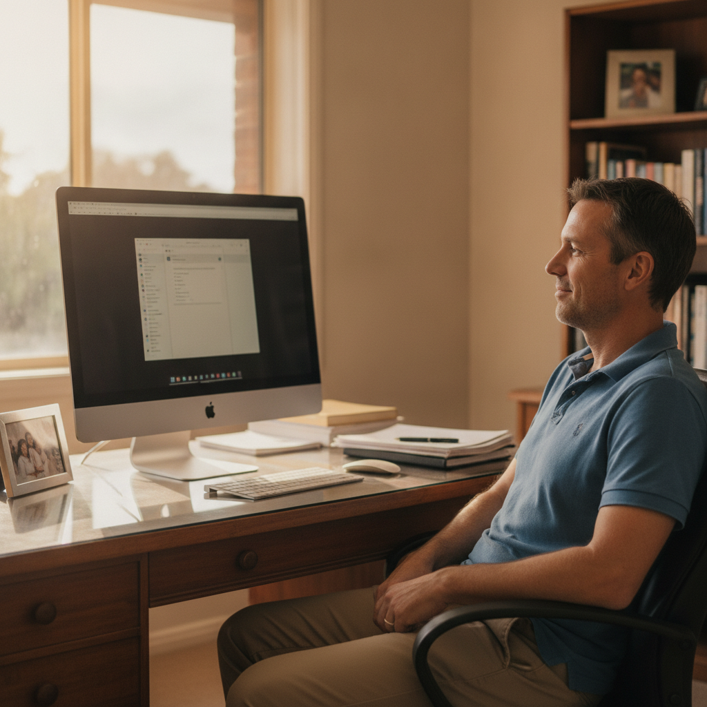 Professional computer clean-out in Glendenning (2761) — a happy New South Wales resident at home with a spotless, fast, quiet machine