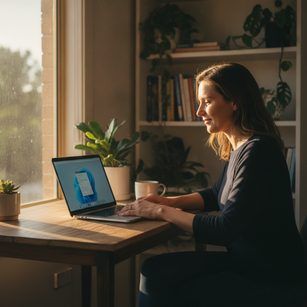 Professional computer clean-out in Glenelg (5045) — a happy South Australia resident at home with a spotless, fast, quiet machine