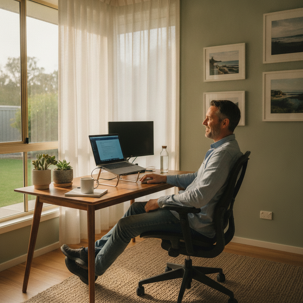 Computer cleaning in Glenelg East (5045) — a local resident at home with a clean, fast, dust-free computer running cool and quiet