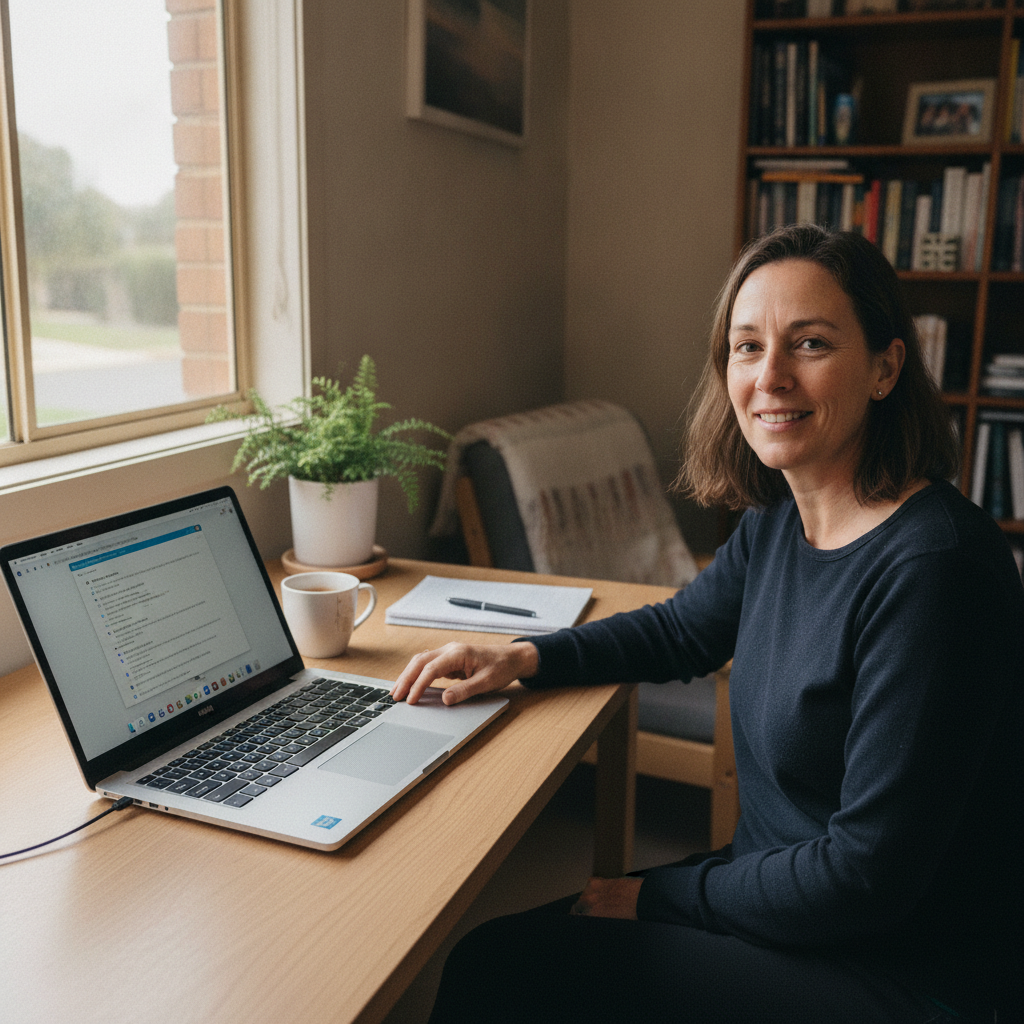 Computer cleaning in Glenelg North (5045) — a local resident at home with a clean, fast, dust-free computer running cool and quiet