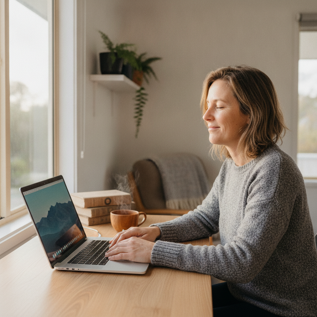 Professional computer clean-out in Glenorchy (7010) — a happy Tasmania resident at home with a spotless, fast, quiet machine