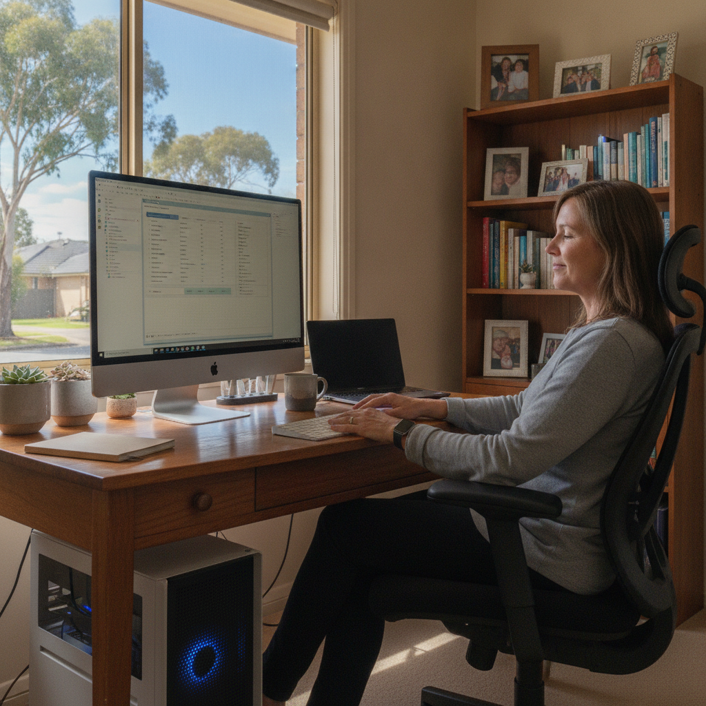 Professional computer clean-out in Glenside (5065) — a happy South Australia resident at home with a spotless, fast, quiet machine