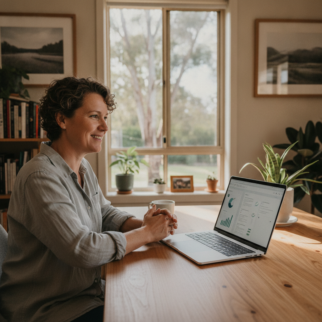 Professional computer clean-out in Glenwood (2768) — a happy New South Wales resident at home with a spotless, fast, quiet machine