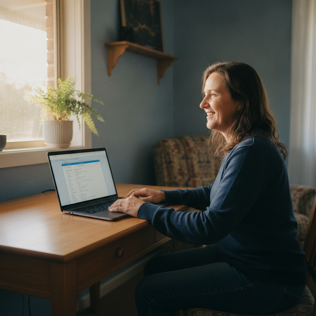 Professional computer clean-out in Globe Derby Park (5110) — a happy South Australia resident at home with a spotless, fast, quiet machine
