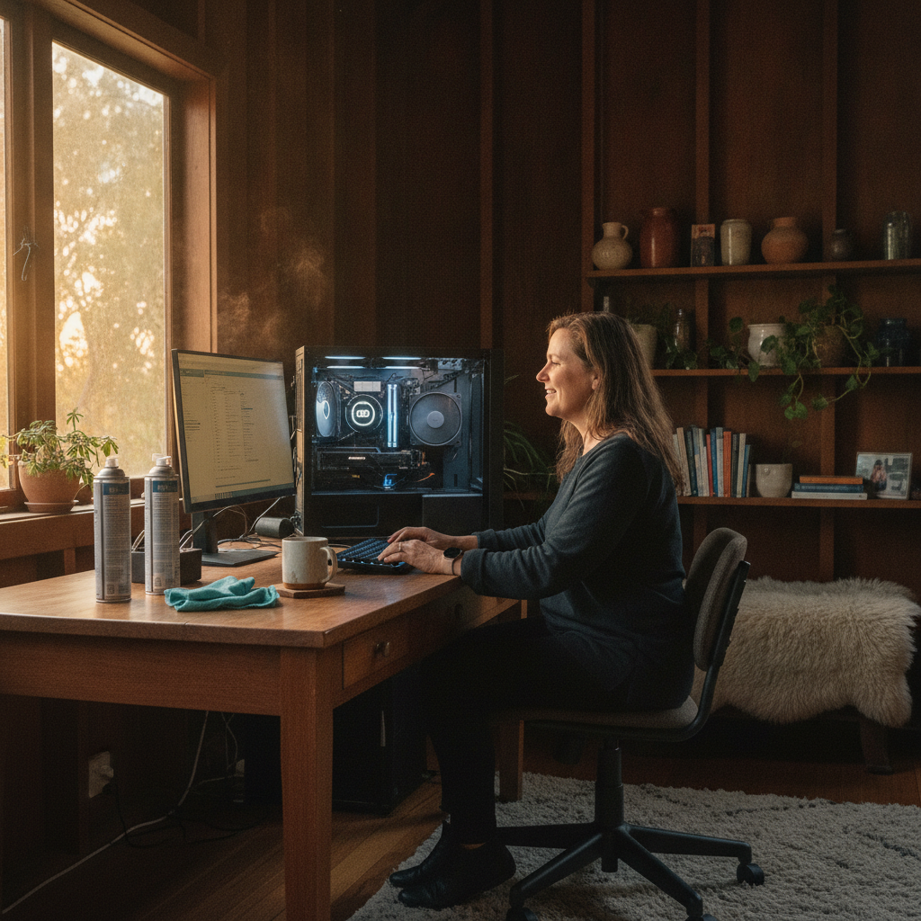Laptop and desktop cleaning in Gloucester Tops (2422) — an at-home owner pleased their computer runs cool and quiet again