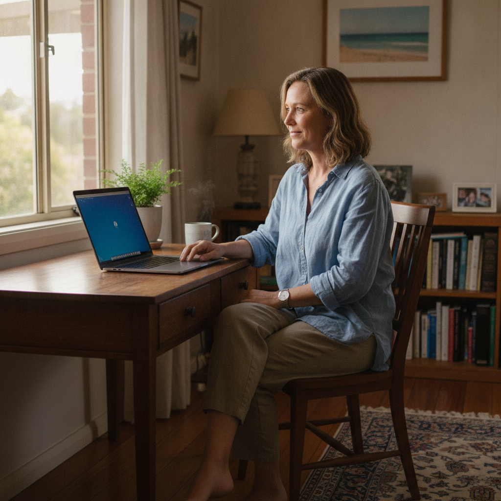 Professional computer clean-out in Gowang (2357) — a happy New South Wales resident at home with a spotless, fast, quiet machine