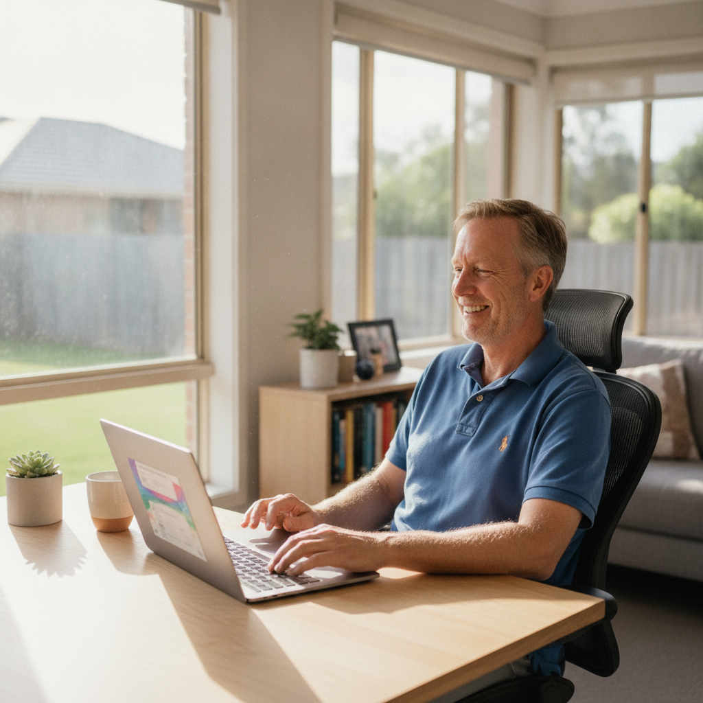 Computer cleaning in Grange (4051) — a local resident at home with a clean, fast, dust-free computer running cool and quiet