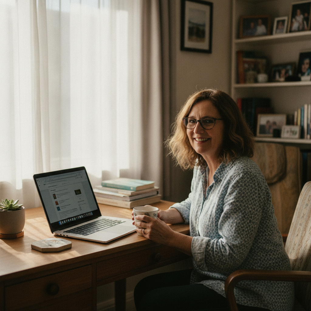 Professional computer clean-out in Granville (2142) — a happy New South Wales resident at home with a spotless, fast, quiet machine