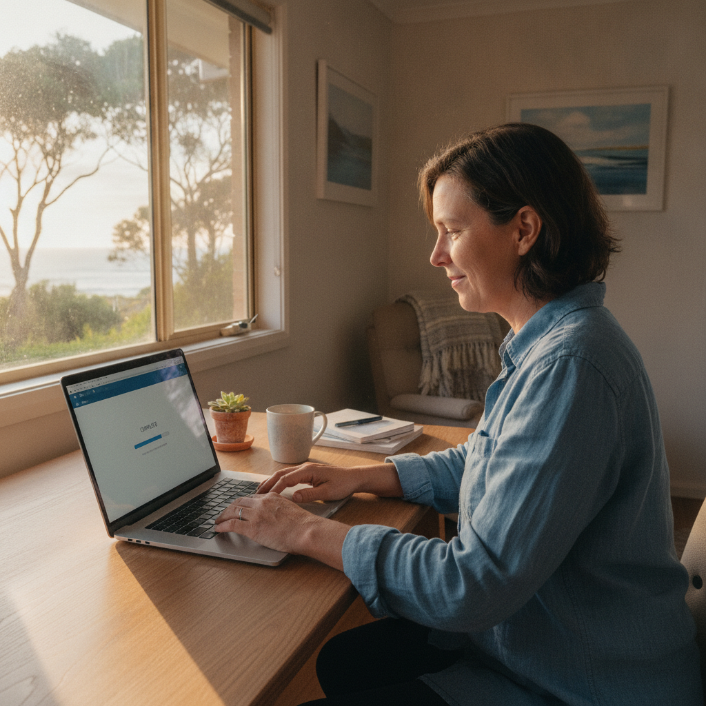 Professional computer clean-out in Grassy Head (2441) — a happy New South Wales resident at home with a spotless, fast, quiet machine
