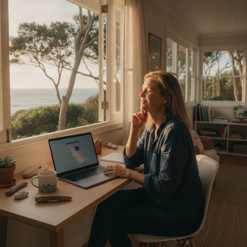 Professional computer clean-out in Great Mackerel Beach (2108) — a happy New South Wales resident at home with a spotless, fast, quiet machine