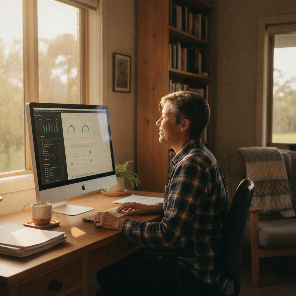Computer cleaning in Great Marlow (2460) — a local resident at home with a clean, fast, dust-free computer running cool and quiet