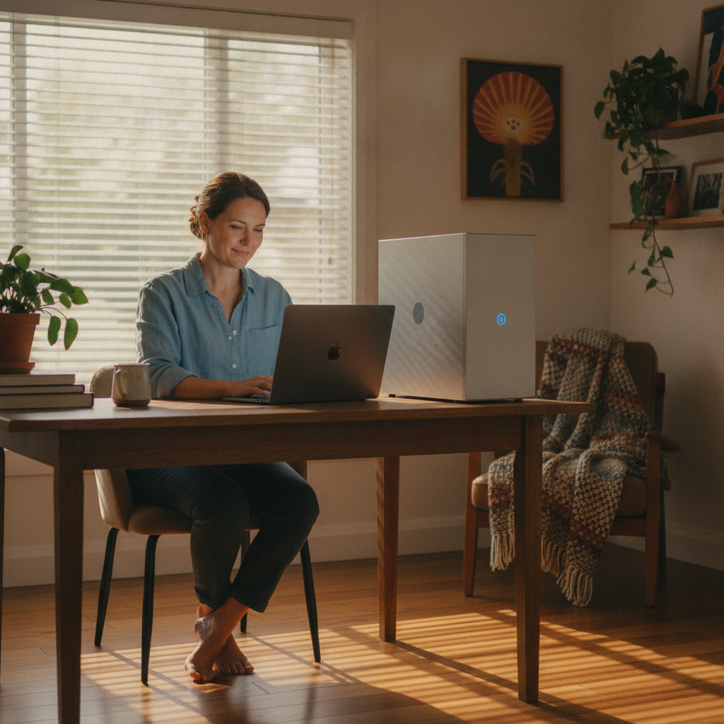 Professional computer clean-out in Green Hills Range (5153) — a happy South Australia resident at home with a spotless, fast, quiet machine