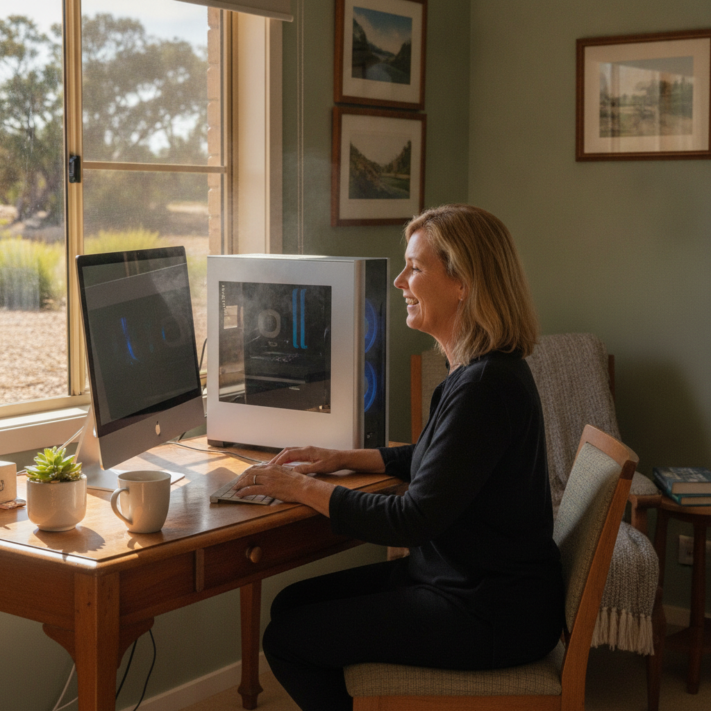 Computer cleaning in Green Valley (6330) — a local resident at home with a clean, fast, dust-free computer running cool and quiet