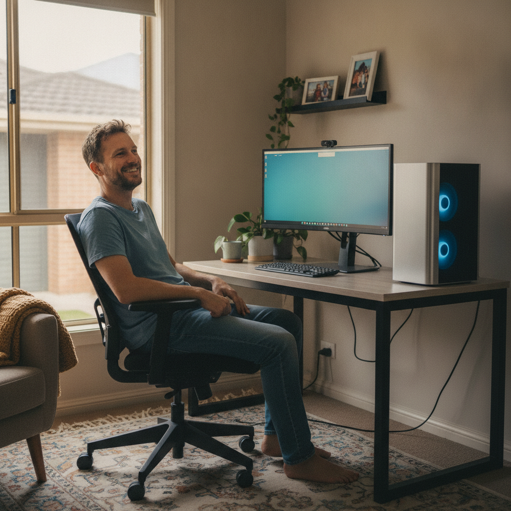 Computer cleaning in Greenacres (5086) — a local resident at home with a clean, fast, dust-free computer running cool and quiet