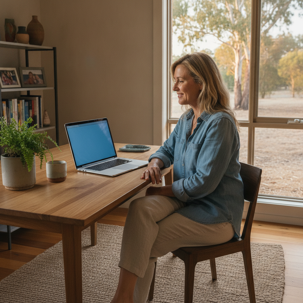 Professional computer clean-out in Greendale (2745) — a happy New South Wales resident at home with a spotless, fast, quiet machine