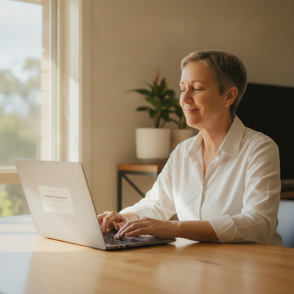 Professional computer clean-out in Greengrove (2250) — a happy New South Wales resident at home with a spotless, fast, quiet machine
