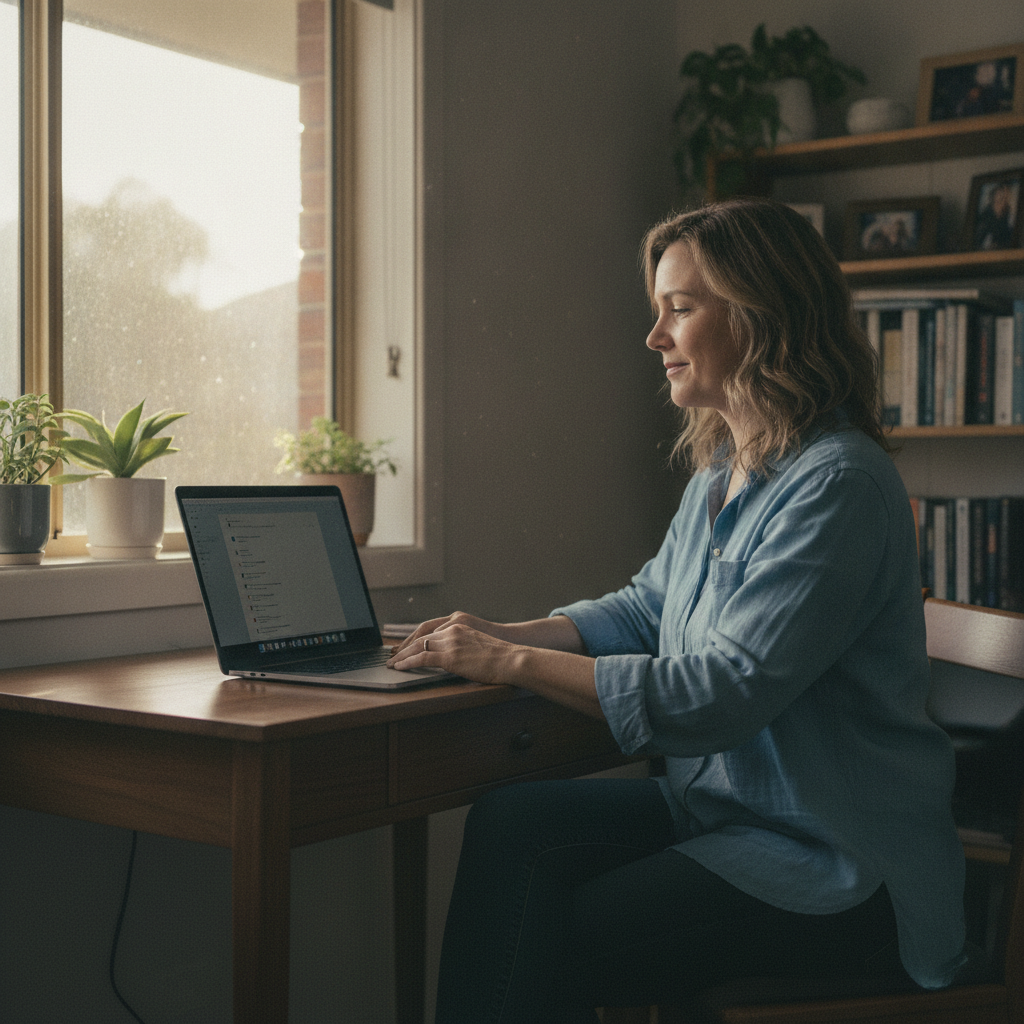 Computer cleaning in Guildford (2161) — a local resident at home with a clean, fast, dust-free computer running cool and quiet