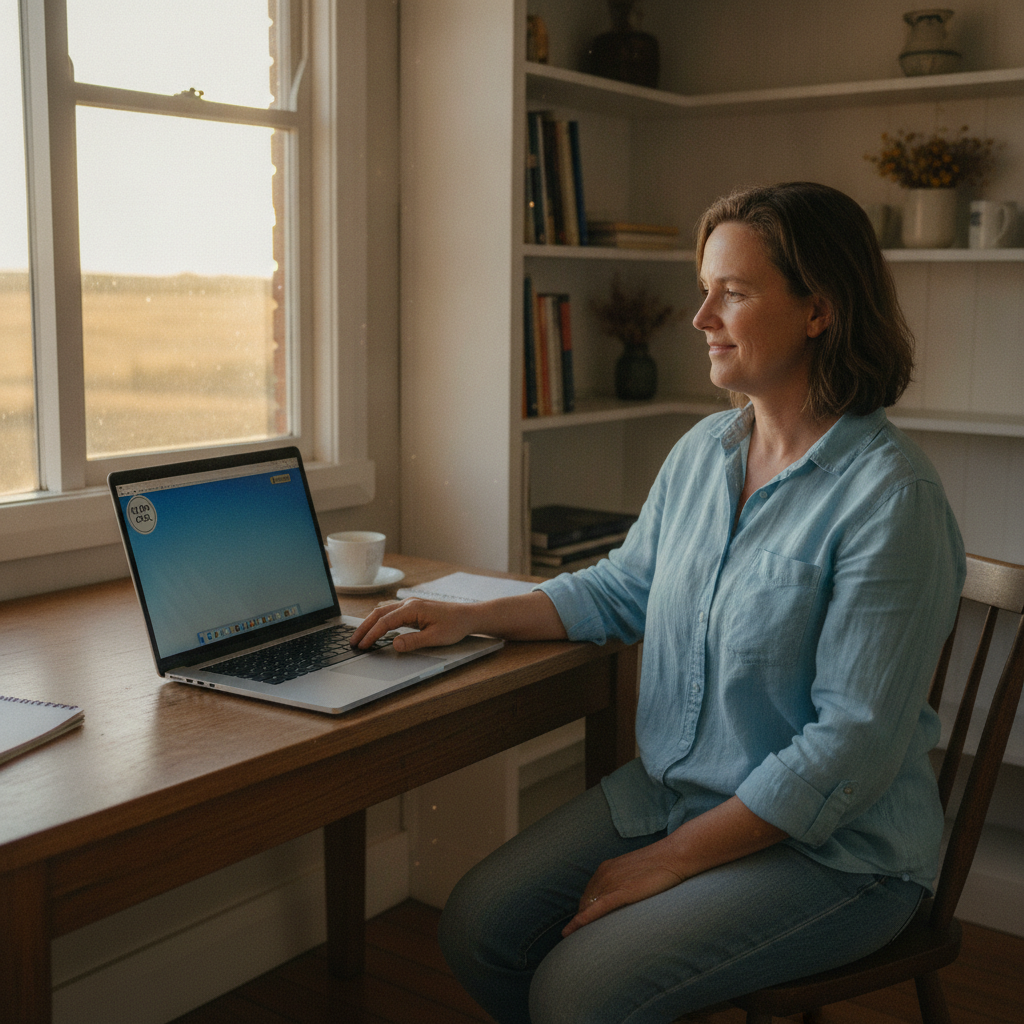 Professional computer clean-out in Gunbar (2711) — a happy New South Wales resident at home with a spotless, fast, quiet machine