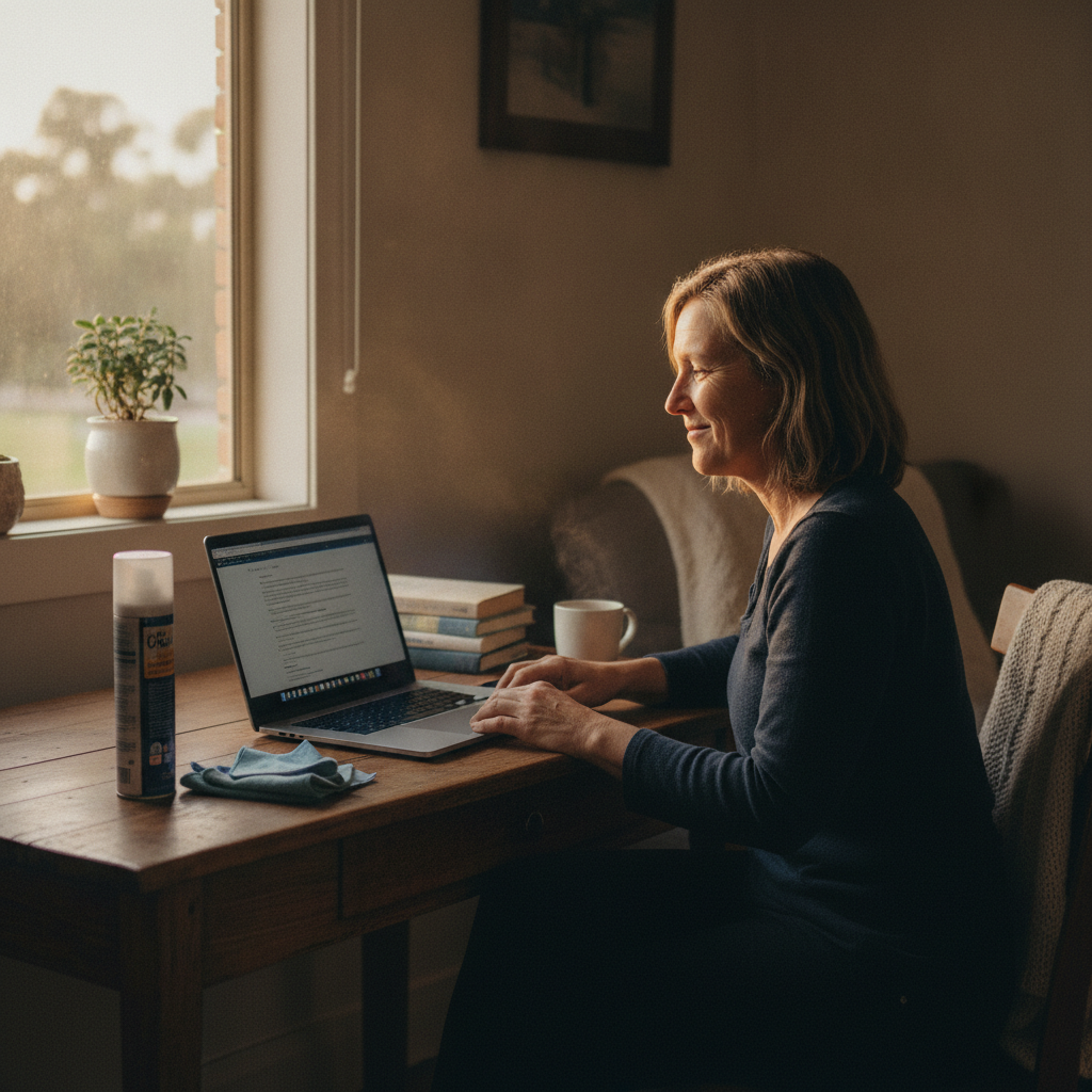 Computer cleaning in Gundagai (2722) — a local resident at home with a clean, fast, dust-free computer running cool and quiet