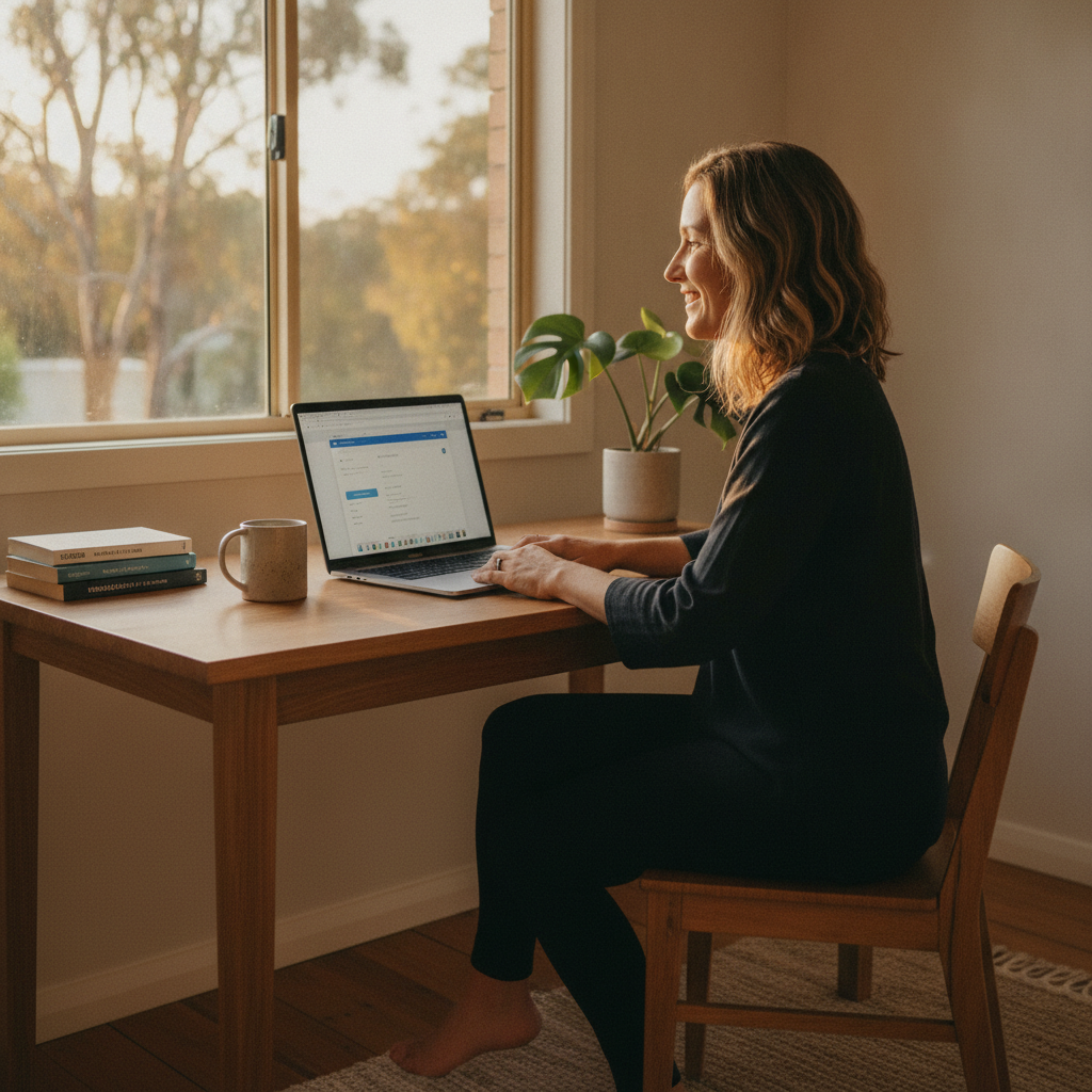 Professional computer clean-out in Gundary (2580) — a happy New South Wales resident at home with a spotless, fast, quiet machine