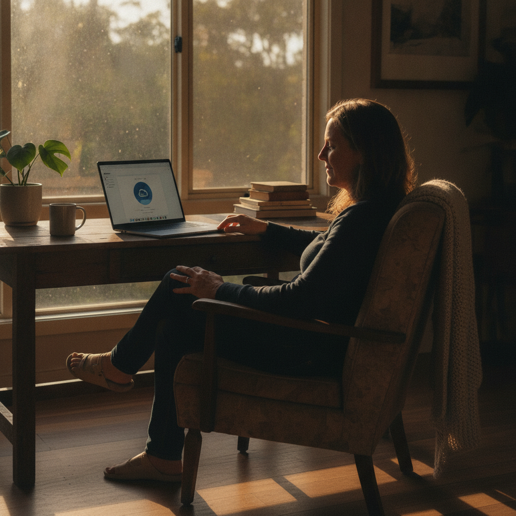 Professional computer clean-out in Gunderman (2775) — a happy New South Wales resident at home with a spotless, fast, quiet machine
