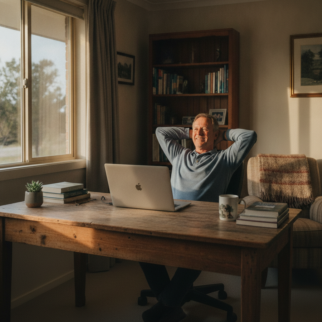 Professional computer clean-out in Gungarlin (2627) — a happy New South Wales resident at home with a spotless, fast, quiet machine
